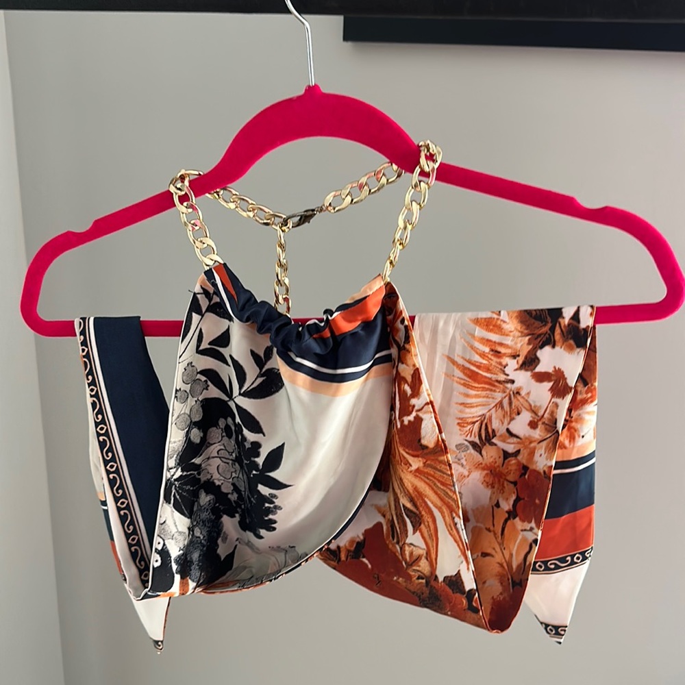 Fashion Nova Flights to Tulum Chain Wrap Scarf Top Size Small